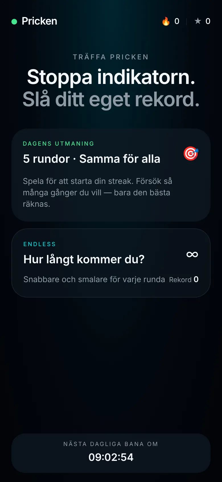 Ett dagligt precisionsspel för mobilen, med en ny bana varje dag som är samma för alla.